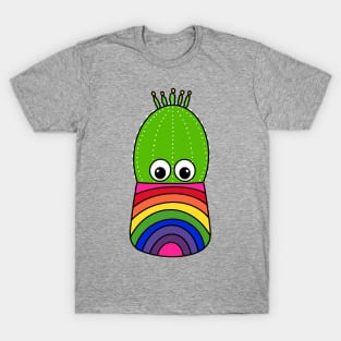 Cute Cactus Design #336: Cute Cactus In Rainbow Colored Pot T-Shirt